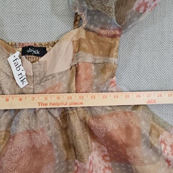 Fab'rik Fiarycore Empire Waist Dress Size Large Fall Colors Bubble Sleeves Y2K - Picture 7 of 14